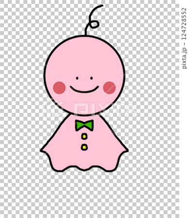 かわいいピンク色のてるてる坊主のイラスト かわいいピンク色のてるてる坊主のイラスト 124728552