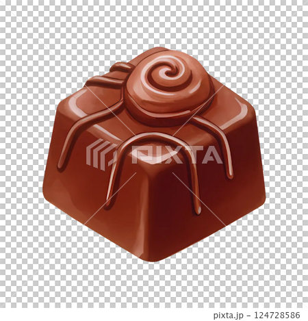 Square shaped milk chocolate luxury valentine chocolate watercolor illustration 124728586