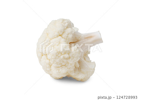 Piece, fragment, chopped branch of organinc fresh raw cauliflower macro isolated on white background 124728993