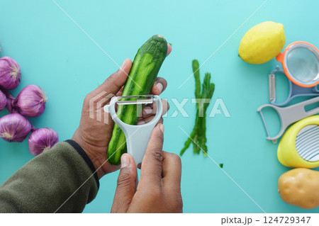 Preparing Fresh Ingredients The Comprehensive Cucumber Peeling Process in Culinary Artistry Preparing Fresh Ingredients The Comprehensive Cucumber Peeling Process in Culinary Artistry 124729347