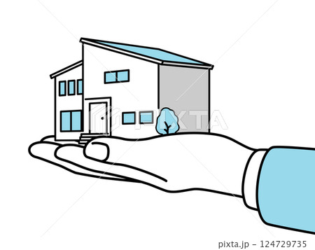 家の模型を持つ手 124729735