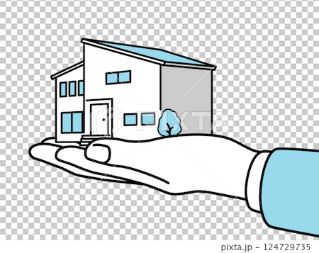 家の模型を持つ手 124729735