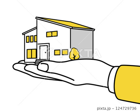 家の模型を持つ手 家の模型を持つ手 124729736