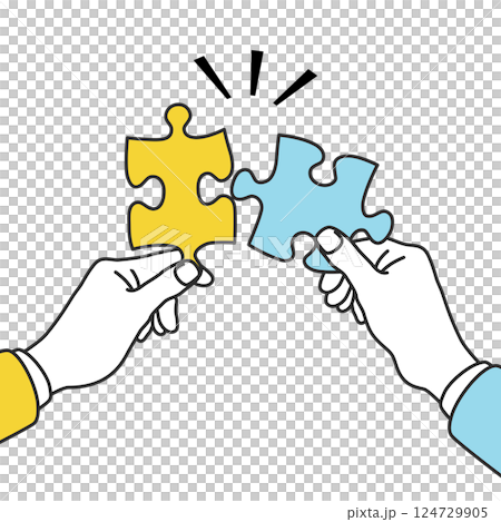 パズルを持つ手のイラスト 124729905