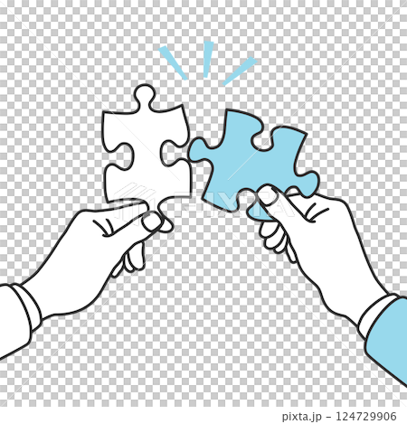 一隻手拿著拼圖的插圖 124729906