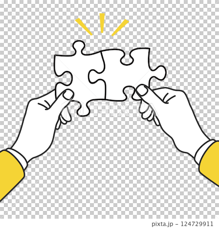 Illustration of a hand holding a puzzle Illustration of a hand holding a puzzle 124729911