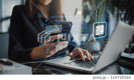 Human interact with AI artificial intelligence brain process generative AI EIDE Human interact with AI artificial intelligence brain process generative AI EIDE 124730584