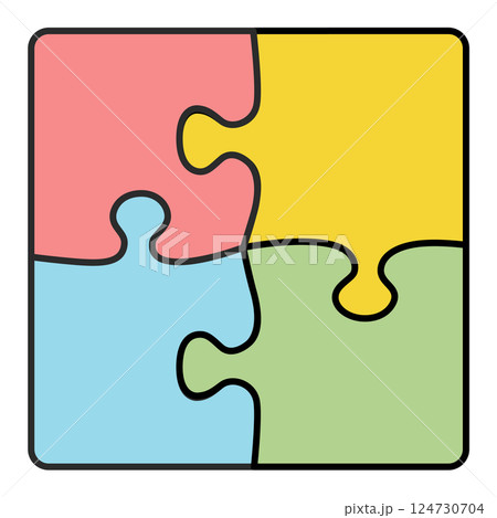 シンプルな無地のパズルピース 124730704