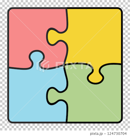 シンプルな無地のパズルピース 124730704