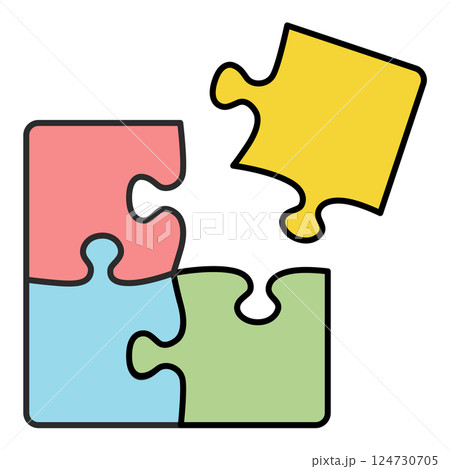 シンプルな無地のパズルピース 124730705