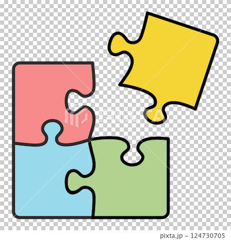 シンプルな無地のパズルピース 124730705