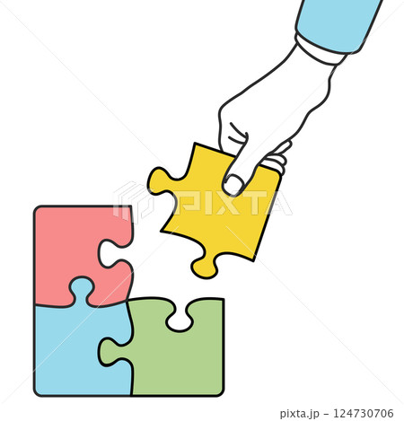 シンプルな無地のパズルピース 124730706