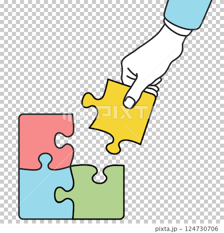 シンプルな無地のパズルピース 124730706