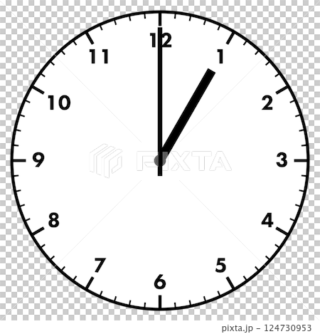 Simple clock illustration_1 o'clock Simple clock illustration_1 o'clock 124730953