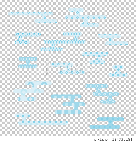 Variations of Japanese clouds with Japanese pattern Light blue 124731181
