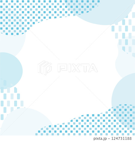 和柄と流体シェイプのポップな囲み背景 水色 和柄と流体シェイプのポップな囲み背景 水色 124731188