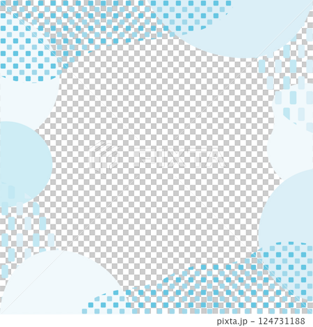 和柄と流体シェイプのポップな囲み背景 水色 和柄と流体シェイプのポップな囲み背景 水色 124731188