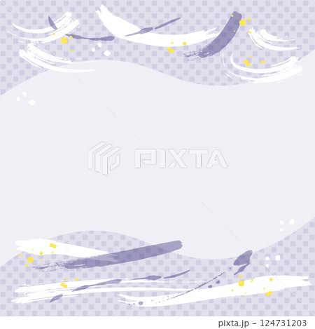 和柄と毛筆の塗りのデザインの囲み背景 青色 和柄と毛筆の塗りのデザインの囲み背景 青色 124731203