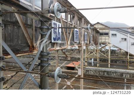 弘南鉄道の大鰐線:終点の大鰐駅から、JR大鰐温泉駅ホームへ続く跨線橋 弘南鉄道の大鰐線:終点の大鰐駅から、JR大鰐温泉駅ホームへ続く跨線橋 124731220