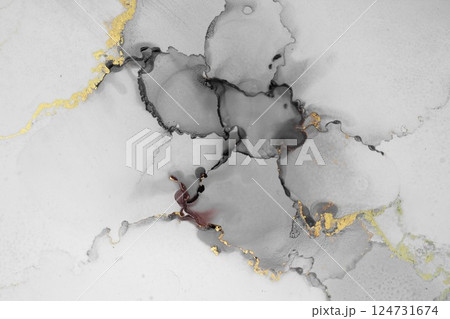 Marble ink abstract art from exemplary original painting abstract background 124731674