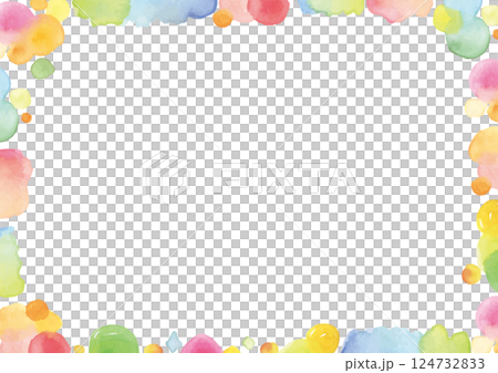 Fun white background frame of colorful paints 124732833
