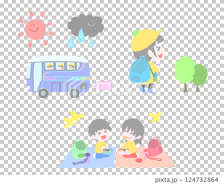 遠足を楽しむ子ども達 遠足を楽しむ子ども達 124732864