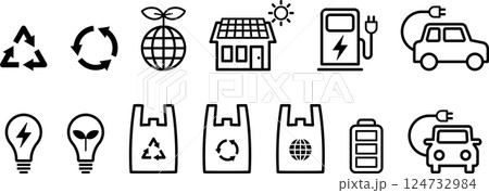 リサイクル・ソーラーのエコ・エコロジーアイコン3 リサイクル・ソーラーのエコ・エコロジーアイコン3 124732984