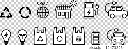 リサイクル・ソーラーのエコ・エコロジーアイコン3 リサイクル・ソーラーのエコ・エコロジーアイコン3 124732984