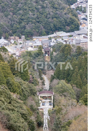 兵庫県豊岡市城崎温泉のロープウェイから山麓駅を望む 124734135