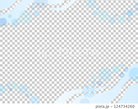 淺藍色波浪、點和條紋圖案圓框 淺藍色波浪、點和條紋圖案圓框 124734260