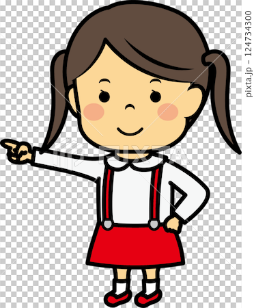 指著小學女孩 124734300
