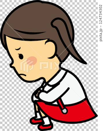 悩む小学生女児 124734302