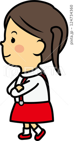 横を向く小学生女児 124734360