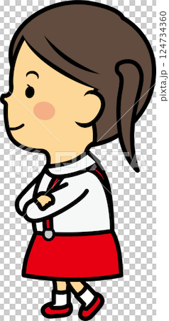 横を向く小学生女児 124734360
