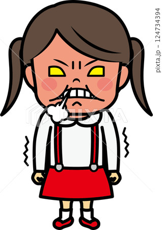 怒りに震える小学生女児 怒りに震える小学生女児 124734394