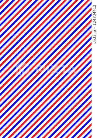 ストライプ斜線パターンの背景イラスト素材　トリコロール　赤青白色　png透明　ベクター 124734412
