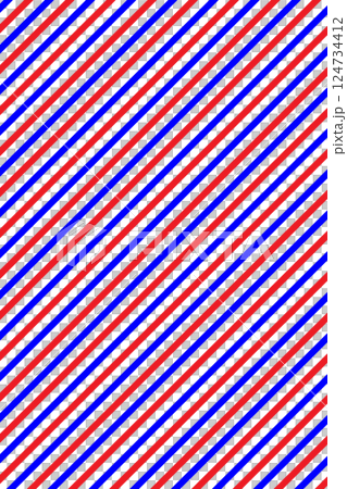 ストライプ斜線パターンの背景イラスト素材　トリコロール　赤青白色　png透明　ベクター 124734412