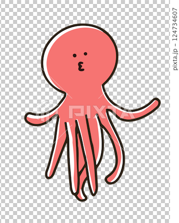 ゆるくてかわいいタコのイラスト 124734607