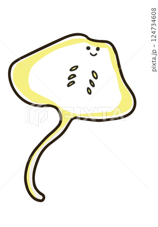 ゆるくてかわいいエイのイラスト 124734608