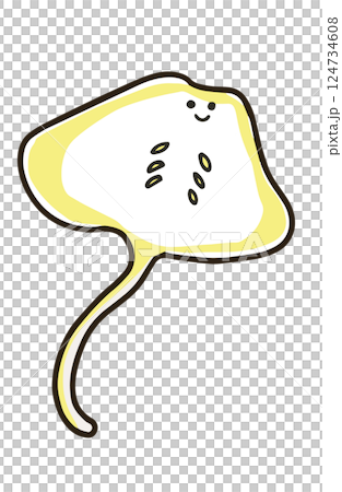 可愛又輕鬆的鰩魚插畫 可愛又輕鬆的鰩魚插畫 124734608