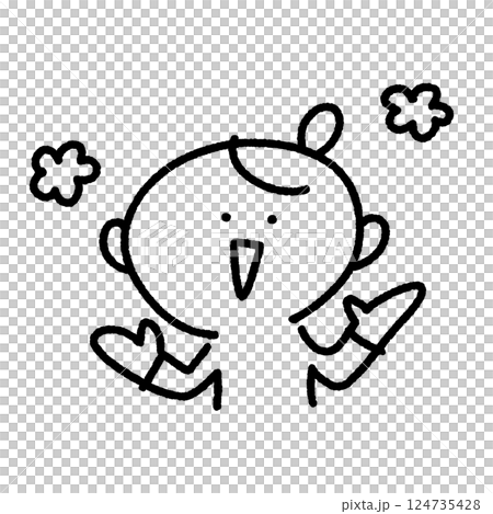 Smiling woman spreading her hands, impressed, happy, flowers 124735428