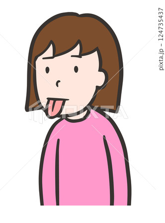 トゥレット症候群、運動チックの症状、舌を出す女性 124735437