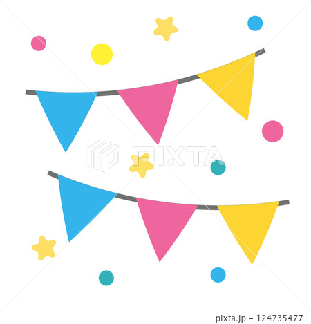 パーティーを飾るカラフルなガーランドのベクターイラスト素材 パーティーを飾るカラフルなガーランドのベクターイラスト素材 124735477