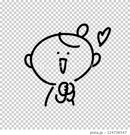 A woman who smiles with joy, heart, love, admiration 124736547