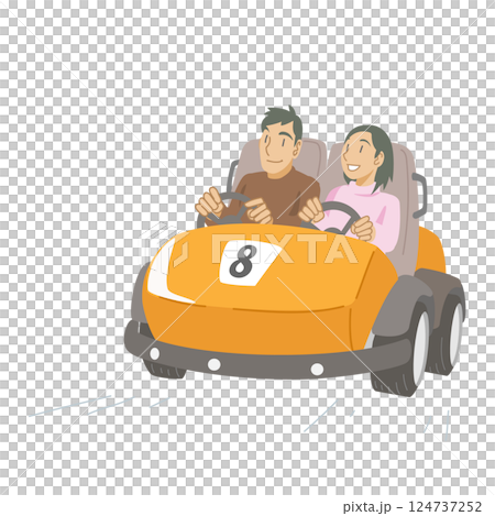 享受卡丁車運動的夫婦 124737252