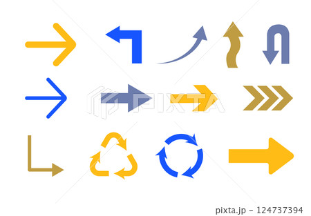 カラフルな矢印アイコンセット カラフルな矢印アイコンセット 124737394