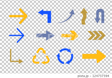 カラフルな矢印アイコンセット カラフルな矢印アイコンセット 124737394