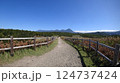 フレぺの滝の遊歩道からみた晴れの日の知床連山 124737424