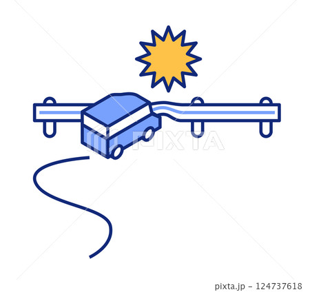 自動車がガードレールに衝突しているアイソメトリック図の交通事故ベクターイラスト。 自動車がガードレールに衝突しているアイソメトリック図の交通事故ベクターイラスト。 124737618