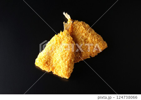 アジフライを黒背景で撮影 124738066